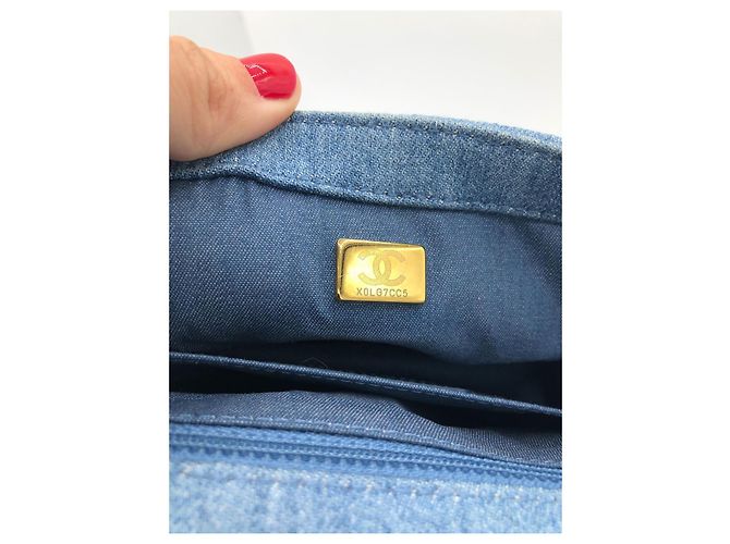 Chanel Mini Classic Flap Pearl Crush Borsa Denim Blu - vista 20