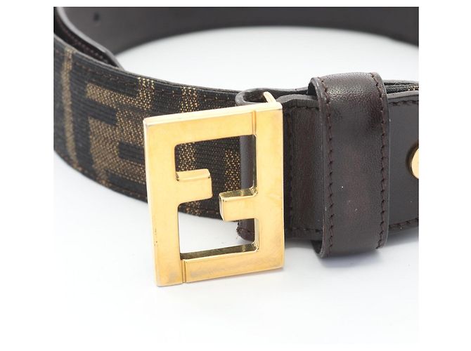 Ceinture Fendi Zucca avec boucle Gold Hardware Marron - vue 2