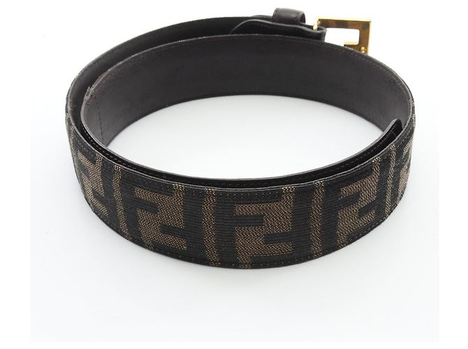Ceinture Fendi Zucca avec boucle Gold Hardware Marron - vue 8