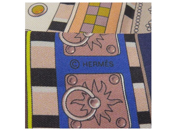 Hermès Twilly Schal aus Seide Beige Navy Blau Marineblau - Ansicht 4