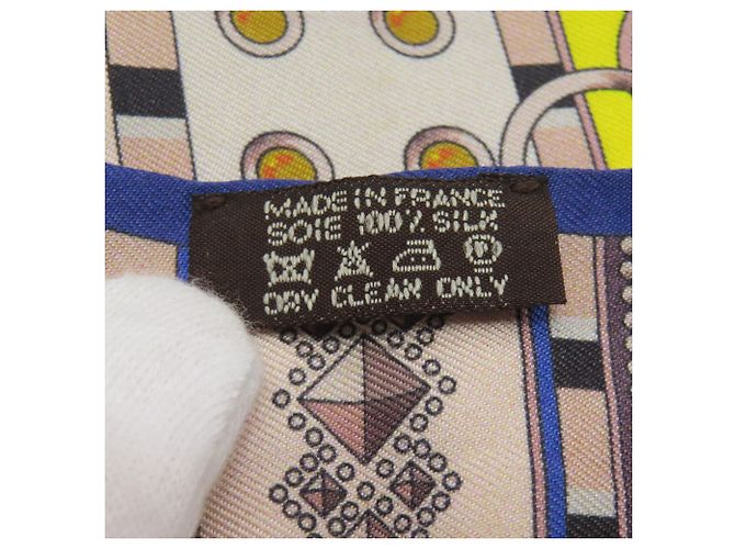 Hermès Twilly Schal aus Seide Beige Navy Blau Marineblau - Ansicht 5