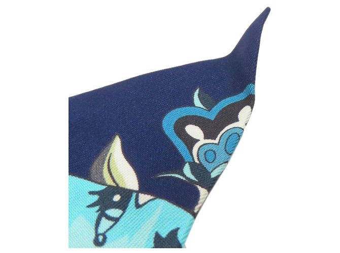 Silk In Hermès Pañuelo de seda Twilly Hermes Verde Azul marino - vista 10