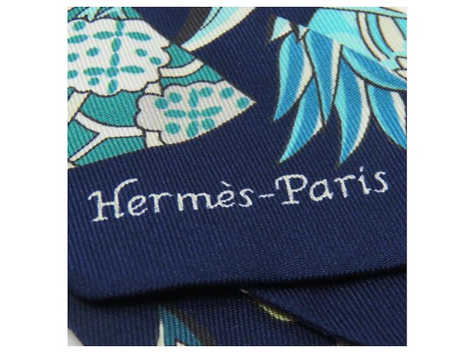 Silk In Hermès Pañuelo de seda Twilly Hermes Verde Azul marino - vista 3