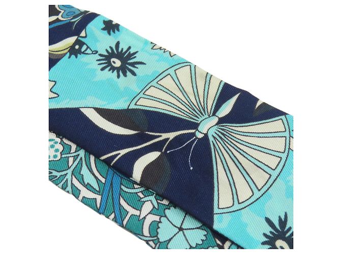 Silk In Hermès Pañuelo de seda Twilly Hermes Verde Azul marino - vista 7