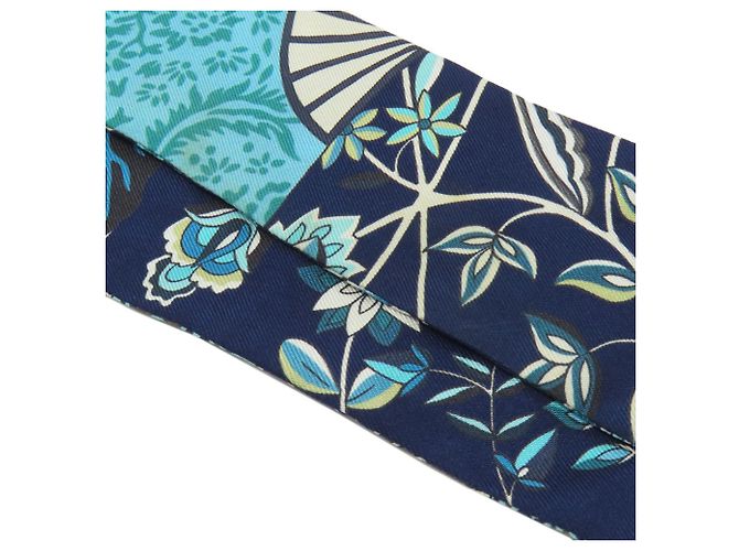 Silk In Hermès Pañuelo de seda Twilly Hermes Verde Azul marino - vista 8