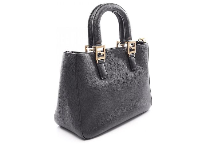 Fendi FF Tote Bag Small 2-Way Handbag Schwarz - Ansicht 2