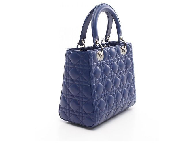 Christian Dior Dior LADY DIOR Cannage Borsa a 2 Vie Blu - vista 2
