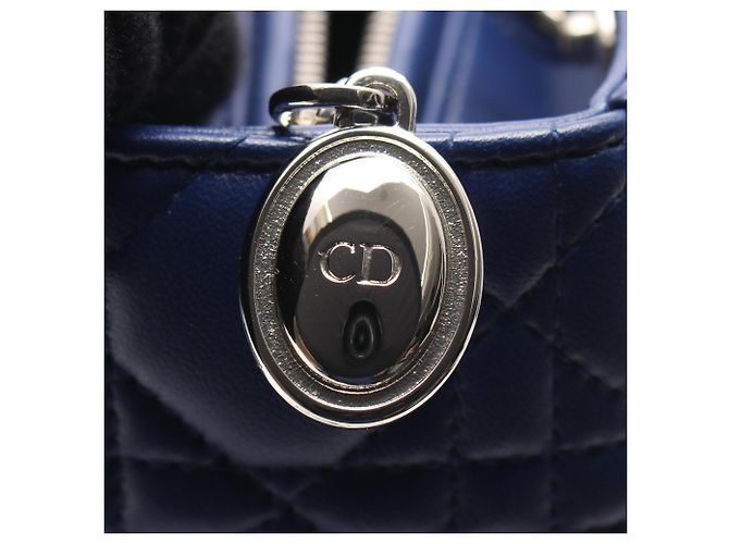 Christian Dior Dior LADY DIOR Cannage Borsa a 2 Vie Blu - vista 8