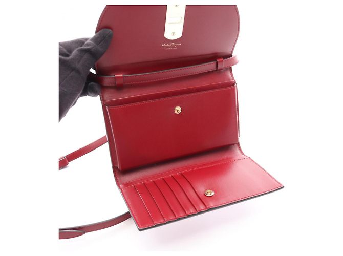 Borsa a tracolla Salvatore Ferragamo Gancini Rosso - vista 3