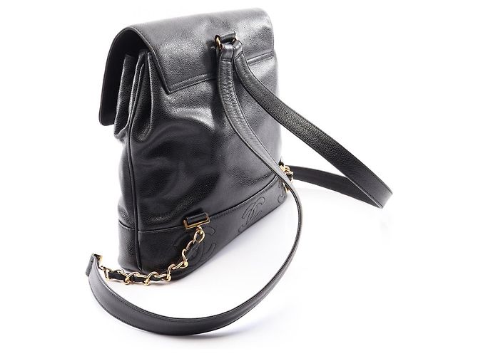 Chanel Triple Coco Mark Rucksack/Handtasche Schwarz - Ansicht 2