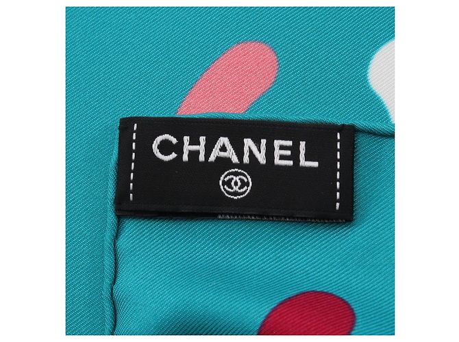 Pañuelo de seda Chanel Coco Mark Chain Pattern Multicolor Verde - vista 2