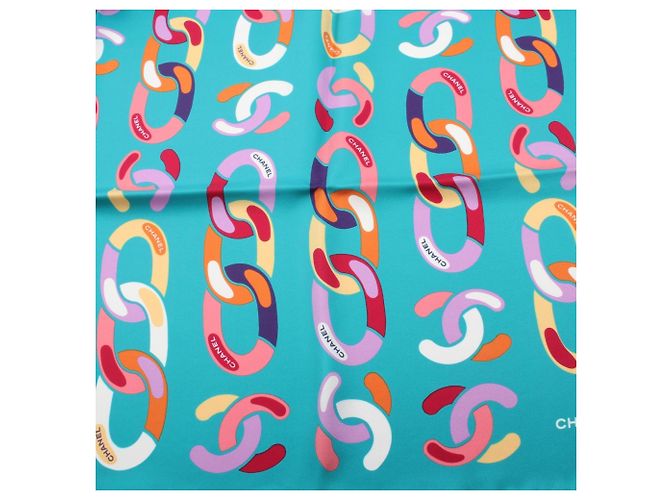 Pañuelo de seda Chanel Coco Mark Chain Pattern Multicolor Verde - vista 5