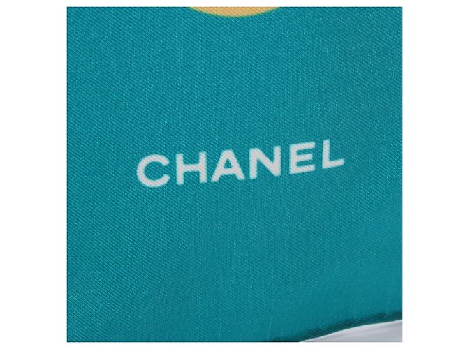 Pañuelo de seda Chanel Coco Mark Chain Pattern Multicolor Verde - vista 7