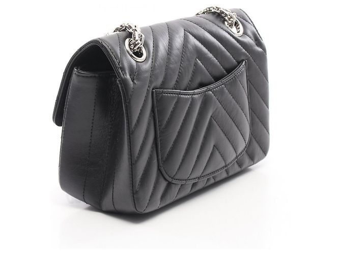 Borsa a Spalla Chanel 2.55 V-stitch Chevron Nero - vista 2