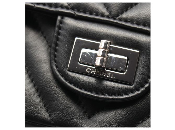 Borsa a Spalla Chanel 2.55 V-stitch Chevron Nero - vista 9