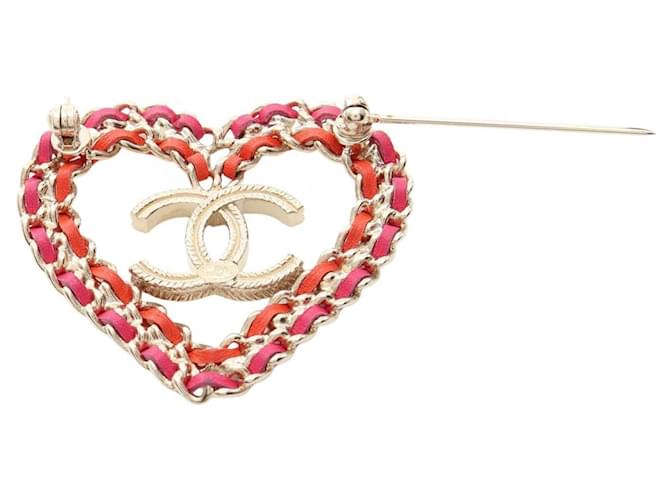Spilla Chanel Coco Mark Heart Rosa Rosso D'oro - vista 2