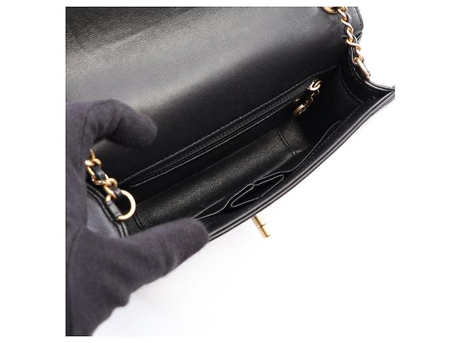 Mini borsa a tracolla Chanel V-Stitch Nero - vista 3