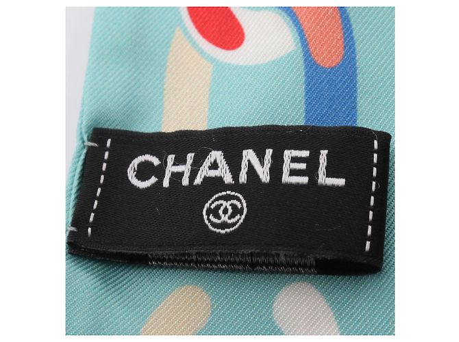 Chanel Coco Mark Set mit Scrunchie, Schal und Muffler Blau Mehrfarben - Ansicht 2