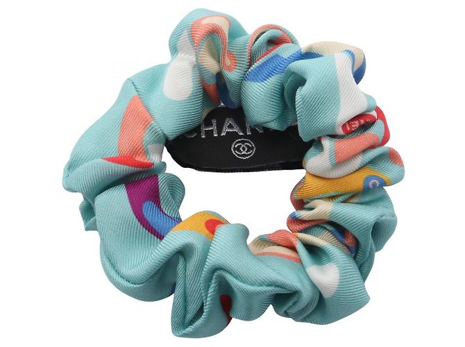 Chanel Coco Mark Set mit Scrunchie, Schal und Muffler Blau Mehrfarben - Ansicht 4