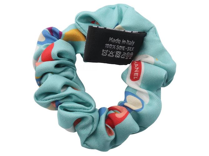 Chanel Coco Mark Set mit Scrunchie, Schal und Muffler Blau Mehrfarben - Ansicht 5