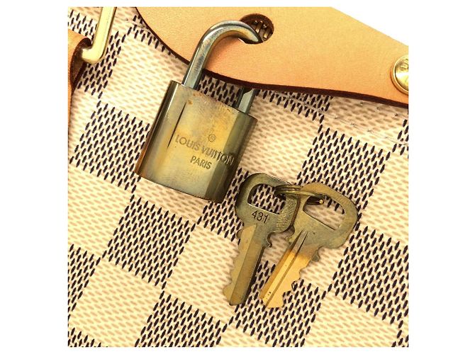 Borsa Boston Louis Vuitton Damier Azur Speedy 35cm Bianco Blu Beige - vista 5