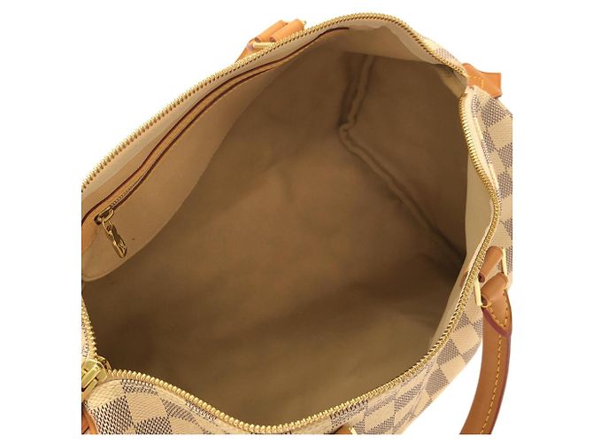 Borsa Boston Louis Vuitton Damier Azur Speedy 35cm Bianco Blu Beige - vista 7