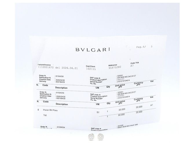 Bulgari Orecchini a lobo in oro bianco 18K e diamante Bvlgari Argento - vista 6