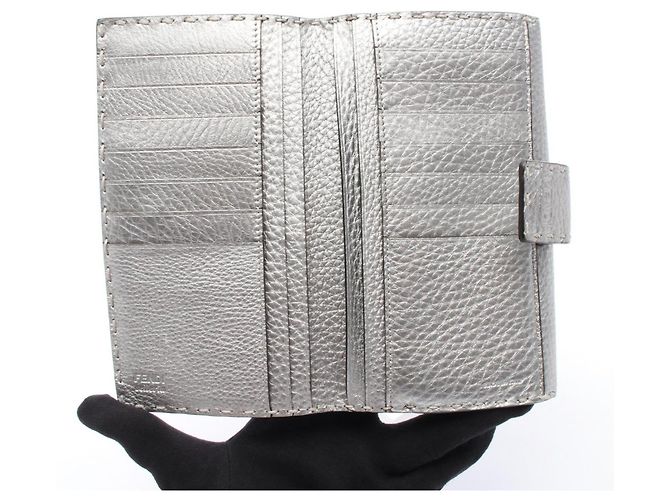 Fendi Peekaboo Selleria Bi-fold Long Wallet Silber - Ansicht 3