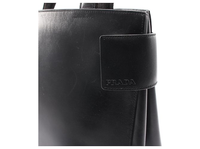 Borsa Tote Prada in pelle nera con logo Nero - vista 5