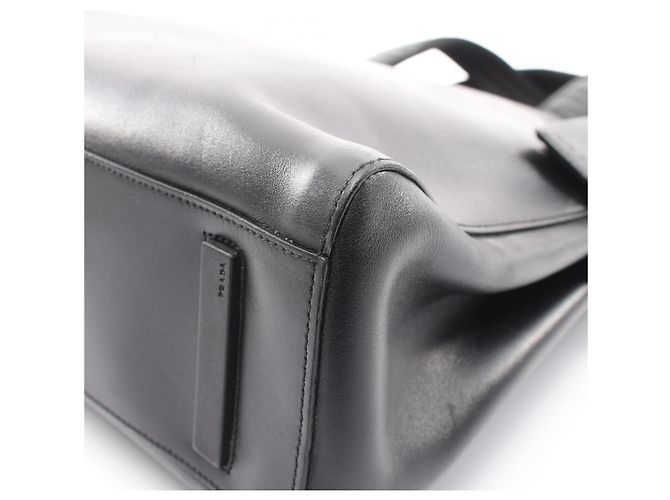 Borsa Tote Prada in pelle nera con logo Nero - vista 9
