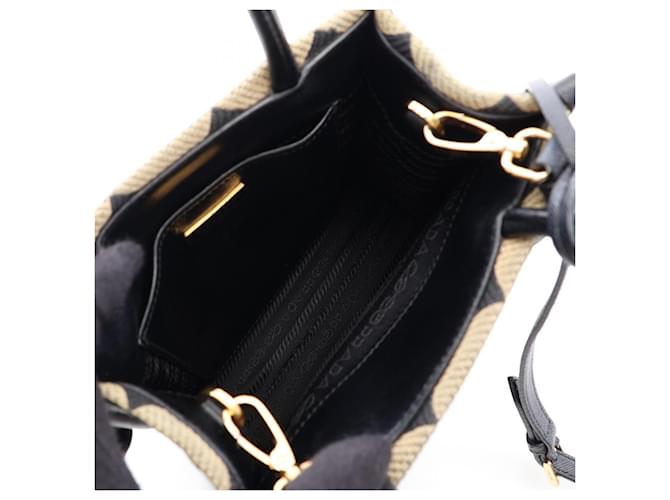 Mini borsa 2-Way in jacquard Triangolo Prada Nero Beige - vista 3