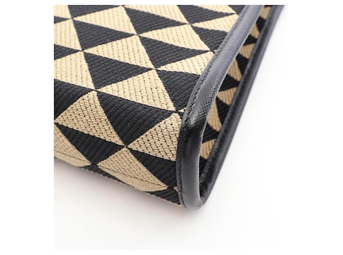 Mini borsa 2-Way in jacquard Triangolo Prada Nero Beige - vista 6