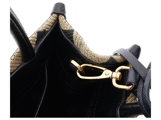 Mini borsa 2-Way in jacquard Triangolo Prada Nero Beige - vista 7
