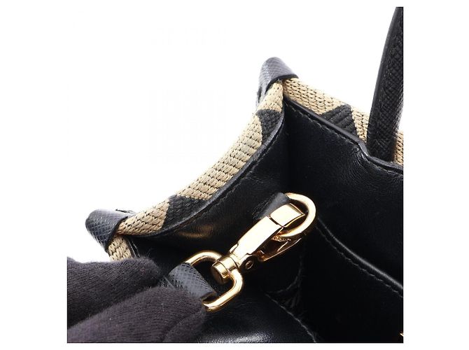 Mini borsa 2-Way in jacquard Triangolo Prada Nero Beige - vista 8