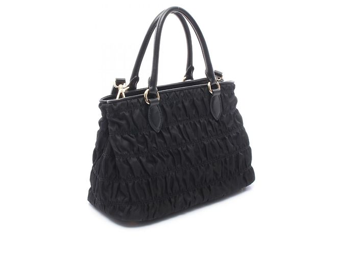 Borsa Tote 2-Way TESSUTO GAUFRE' Prada Nero - vista 2