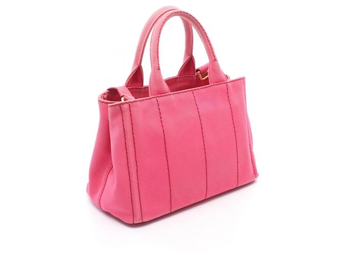 Borsa Tote Mini 2-Way Canapa Prada Rosa - vista 2