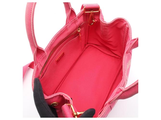 Borsa Tote Mini 2-Way Canapa Prada Rosa - vista 3