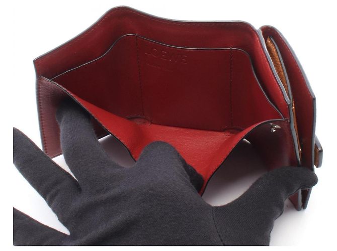 Cartera tríptica de cuero marrón Loewe Castaño - vista 7