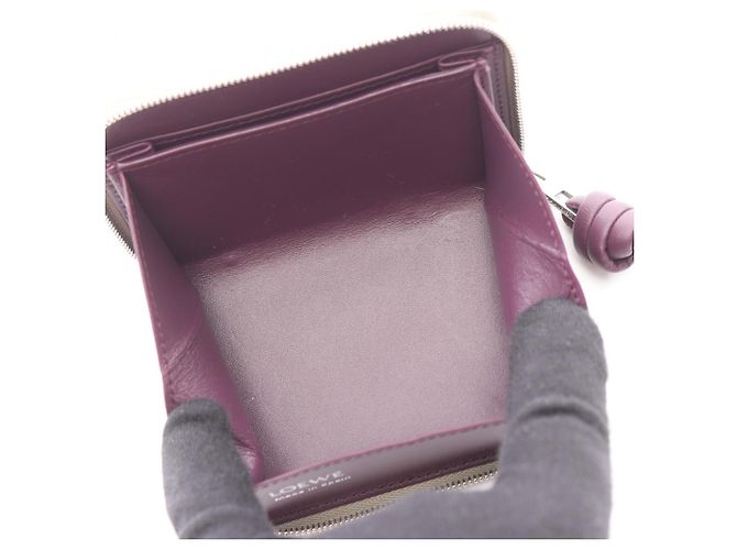Porta-moedas com fecho de correr em pele bege Loewe - vista 3