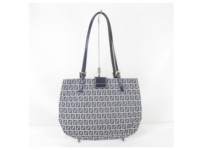 Fendi Zucchino Canvas Tote Bag in Navy Marineblau - Ansicht 2