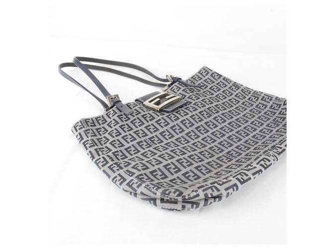 Fendi Zucchino Canvas Tote Bag in Navy Marineblau - Ansicht 4