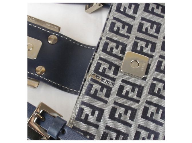 Fendi Zucchino Canvas Tote Bag in Navy Marineblau - Ansicht 7