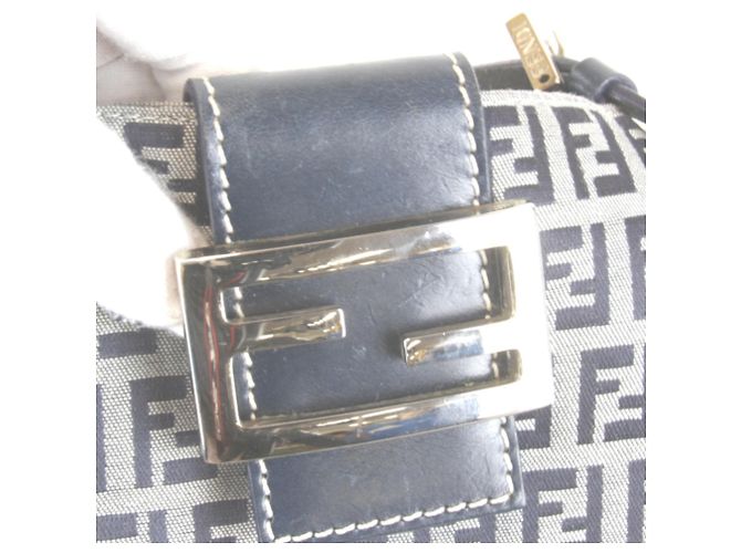 Fendi Zucchino Canvas Tote Bag in Navy Marineblau - Ansicht 9