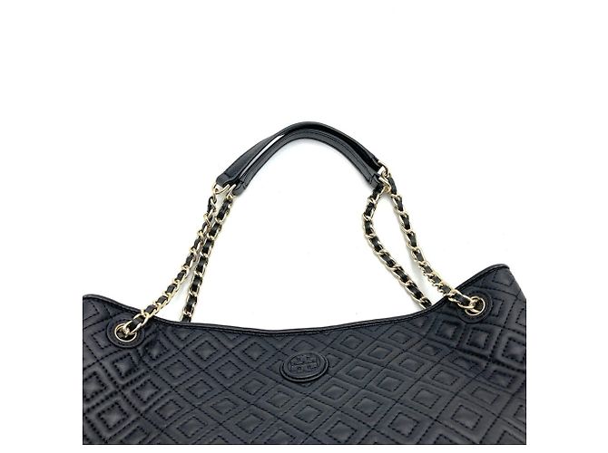 Borsa Tote in pelle nera Tory Burch Nero - vista 5
