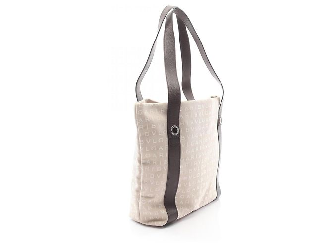 Borsa Tote Bvlgari Bulgari Logomania Marrone Beige - vista 2