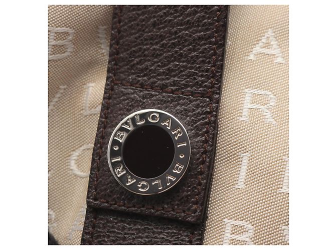 Borsa Tote Bvlgari Bulgari Logomania Marrone Beige - vista 7