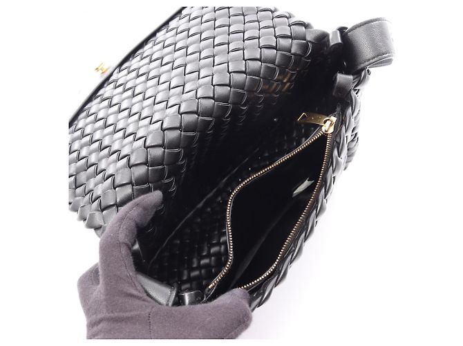 Borsa a Spalla Bottega Veneta Intrecciato Small Cobble Nero - vista 3