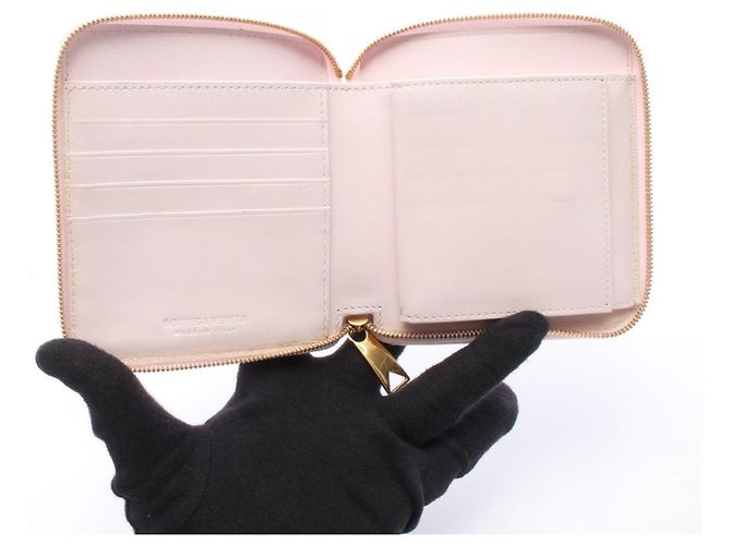 Cartera de cuero rosa de doble pliegue Bottega Veneta - vista 3