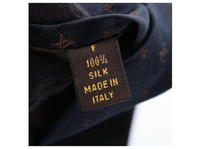 Louis Vuitton Monogram Stripe Silk Tie Brown Navy blue - view 5