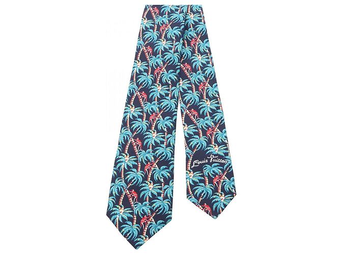 Cravatta in seta da uomo Louis Vuitton Multicolore Verde Blu navy - vista 2